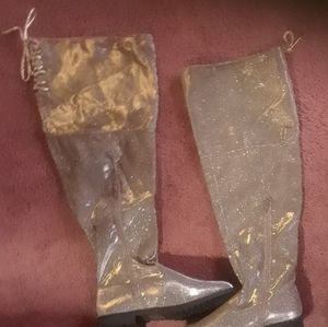 H2K Silver and Gold Sparkle Boots. Size 11 w/Wide Calf.